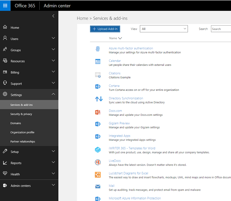 the Office 365 Centralized Deployment service