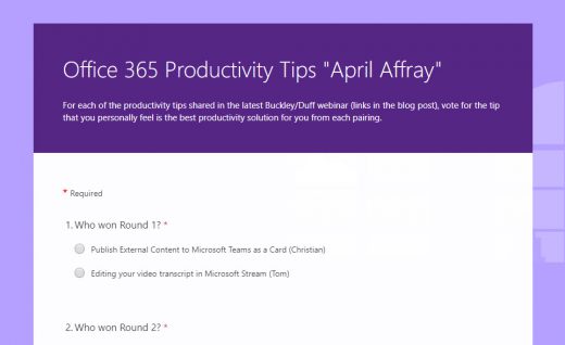 Office 365 Productivity Tips April 2019 Survey