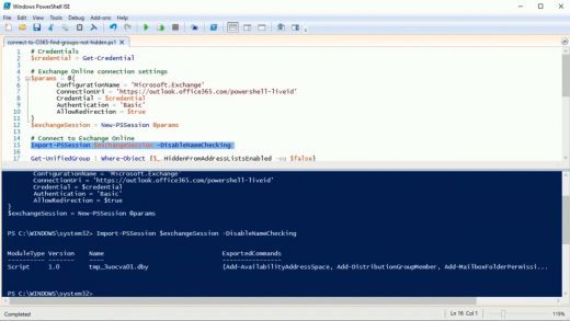 Hide O365 Groups in Exchange