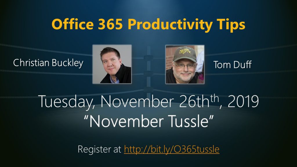Register for the Nov 2019 Office 365 Productivity Tips webinar