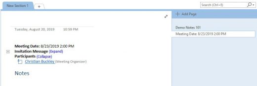 New OneNote is created and visible in mobile device