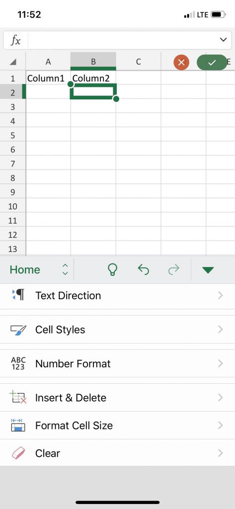 Excel app features in the new Office app