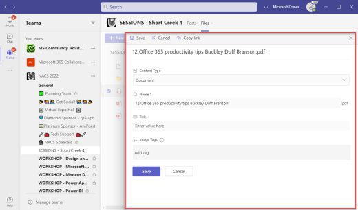 Editing Metadata in Microsoft Teams Files