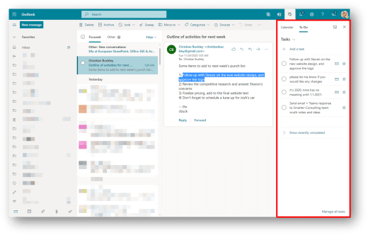Productivity Tip: Create Tasks from Text within Outlook Email