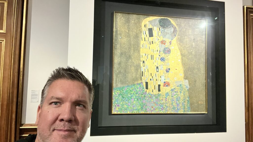 In front of Klimt's The Kiss at the Upper Belvedere, Vienna