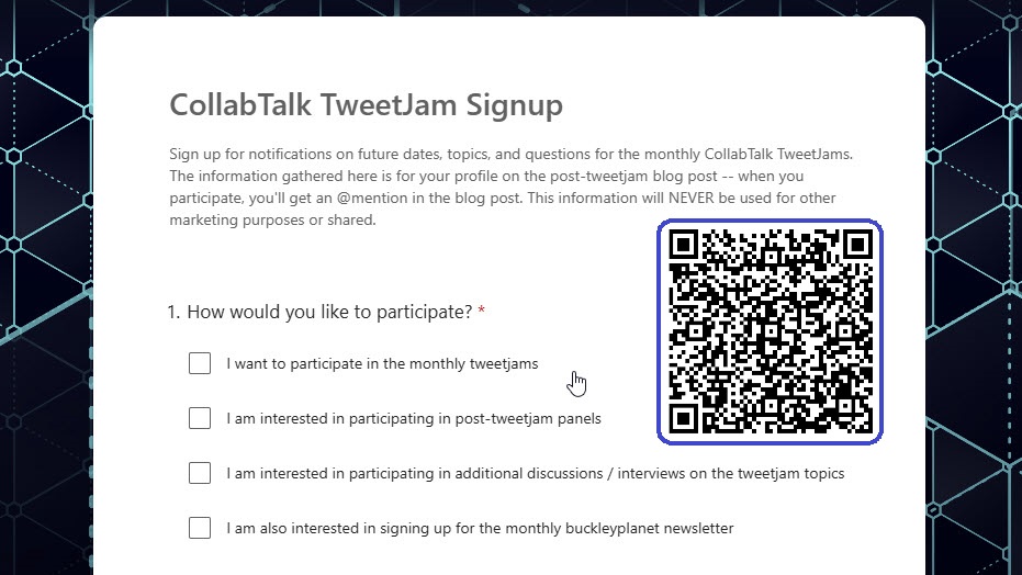 CollabTalk TweetJam signup form