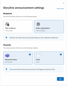 Setting distribution controls for Storyline in Viva Engage