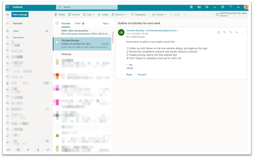 Highlight part of an email and add it as a task in Outlook