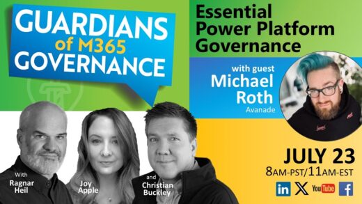 In Ep.19 of the Guardians of M365 Governance, Joy, Ragnar and I are joined by fellow MVP Michael Roth from Avanade Germany.