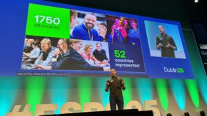 Kevin Monahan at ESPC25 sharing stats from this year's event