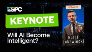keynote by Rafal Lukawiecki on Will AI Become Intelligent? at ESPC25