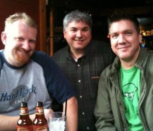 Joel Oleson, Owen Allen and I planning out (with Eric Toelle, not shown) the SharePoint 2010 launch party in Seattle
