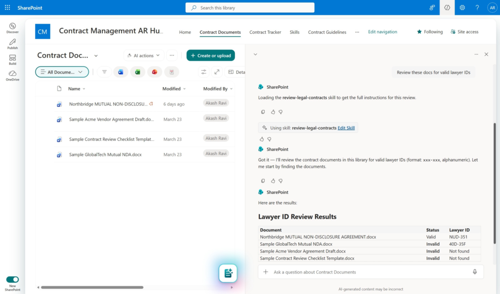 Microsoft example of creating a SharePoint Skill